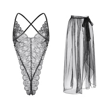 Load image into Gallery viewer, Women&#39;s sexy lingerie erotic mesh perspective hot jumpsuit lace-up veil nightdress femme slutty skirt adult  clothes see though