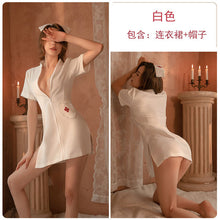 Load image into Gallery viewer, Women&#39;s sexy nurse lingerie femme deep v cosplay skirt hat set role-playing hot uniform Exotic Sets fantasy costume slutty