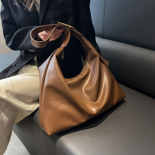 Women's shoulder bag Fashion big bag Daily shopping bag Casual solid leather women's bag Luxury designer bag