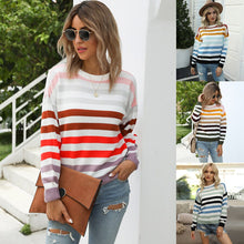 Load image into Gallery viewer, Women&#39;s sweater 2021 spring autumn winter new round neck Pullover striped long sleeve knitted women&#39;s sweater