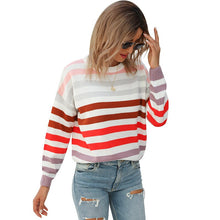 Load image into Gallery viewer, Women&#39;s sweater 2021 spring autumn winter new round neck Pullover striped long sleeve knitted women&#39;s sweater
