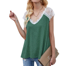 Load image into Gallery viewer, Women&#39;s wear 2021 summer splicing fly sleeve eyelash lace top loose vest T-shirt vintage sexy t shirt women vogue