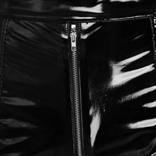 Load image into Gallery viewer, Womens High Waist Wet Look Pu Leather Shorts Women Zipper Crotch Moto Booty Shorts Skinny Clubwear Summer Autumn