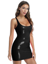 Load image into Gallery viewer, Womens Lingerie Sexy Bodycon Dress Ladies Wet Look Square Neck Patent Leather Clubwear Low Cut Sleeveless Zipper Back Dresses