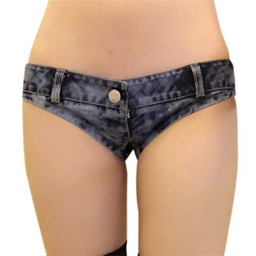 Womens Low Waist Mini Denim Hot Pants Night Club Bar Party Pole Dance Performance Mini Pants Zipper Button Closure Booty Shorts