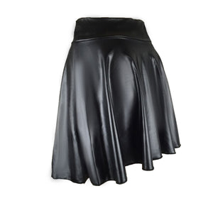 Womens PU Leather Miniskirts High Waist Casual Flared Pleated Latex A-Line Skirt Rave Dance Bottoms Sexy Clubwear Skirts