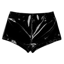 Load image into Gallery viewer, Womens Pole Dance Costumes Cutout Front Patent Leather Boxer Brief Boyshorts Rivet Wet Look Boxers Shorts Hollow Out Hot Pants