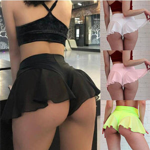 Womens Sexy Sports Shorts Tennis Skirt Girls Gym Dance Skirt Shorts 2021 Solid Color Pantskirt Anti-emptied Short Pants