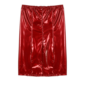 Womens Sexy Tube Dresses Wetlook Patent Leather Clubwear Sexy Rave Pole Dance Costume Zipper Closure Glossy Strapless Dress