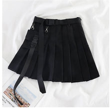 Load image into Gallery viewer, Womens Streetwear Tooling Half-length Pleated Skirt Safari Black Short Skirt Fashion High Waist Harajuku Women Skirts
