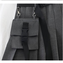 Load image into Gallery viewer, Womens Streetwear Tooling Half-length Pleated Skirt Safari Black Short Skirt Fashion High Waist Harajuku Women Skirts