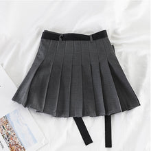 Load image into Gallery viewer, Womens Streetwear Tooling Half-length Pleated Skirt Safari Black Short Skirt Fashion High Waist Harajuku Women Skirts