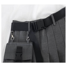 Load image into Gallery viewer, Womens Streetwear Tooling Half-length Pleated Skirt Safari Black Short Skirt Fashion High Waist Harajuku Women Skirts