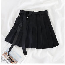 Load image into Gallery viewer, Womens Streetwear Tooling Half-length Pleated Skirt Safari Black Short Skirt Fashion High Waist Harajuku Women Skirts