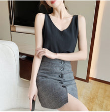 Load image into Gallery viewer, Womens Tops and Blouses Chiffon Women Blouses Sleeveless V-Neck White Women Shirts Plus Size Korean Fashion Clothing