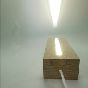 Wooden Led lamp base USB Cable switch Modern Night Light Acrylic 3D Led night lamp Assembled Base