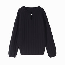 Load image into Gallery viewer, Wool Sweater Cashmere Sweater Knit Sweater Long-sleeved Women's New Korean Loose-fitting Casual Pullover Pearl Button Sweater
