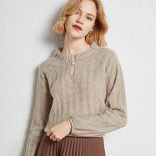 Load image into Gallery viewer, Wool Sweater Cashmere Sweater Knit Sweater Long-sleeved Women's New Korean Loose-fitting Casual Pullover Pearl Button Sweater