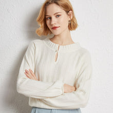Load image into Gallery viewer, Wool Sweater Cashmere Sweater Knit Sweater Long-sleeved Women's New Korean Loose-fitting Casual Pullover Pearl Button Sweater