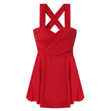 Load image into Gallery viewer, Wrap One Piece Swimsuit Women Solid Swimwear With Skirt Push Up Monokini Pleated Swim Suit Korea Style Trikini Pad Bathing Suit