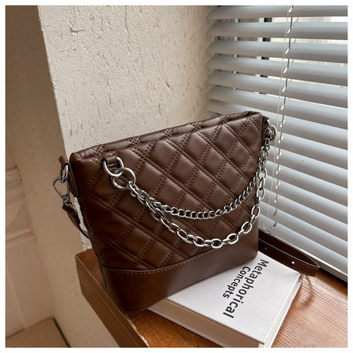 Xadrez do vintage pequeno couro do plutônio balde crossbody sacos para mulheres designer bolsa de ombro  inverno marca luxo