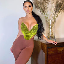 Load image into Gallery viewer, Y2K 2022 Fashion Green Backless Bottoming Corset Tops Sexy Lrregular Pleated Tank Cropped Casual Party Women&#39;s Clothing Tshirt