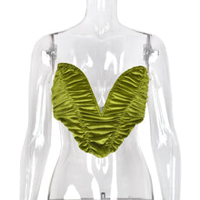 Load image into Gallery viewer, Y2K 2022 Fashion Green Backless Bottoming Corset Tops Sexy Lrregular Pleated Tank Cropped Casual Party Women&#39;s Clothing Tshirt