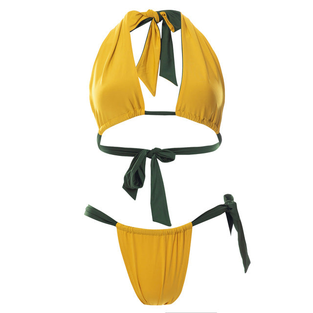 Y2K 2022 Fashion Women's Clothes Straps Spliced Up V-Neck Camisole Summer Swimwear Sexy Backless Outfits Two Pieces Set Bikini