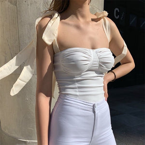 Y2K 2022 Hot Sexy Bandage Vest Bottoming Sling Corset Tank Tops Cropped Casual Party Women&#39;s Clothing T Shirt Tees Streetwear