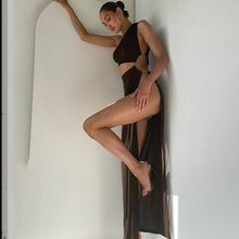 Load image into Gallery viewer, Y2K 2022 New Spring Fall Elegant Black Halter Folds Sling Women‘s Clothes Sexy Prom Split Casual Bandage Maxi Evening Dress