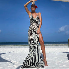 Load image into Gallery viewer, Y2K 2022 Tank Strap Zebra Sling Elegant Split Casual Evening Party Sexy Backless Split Women&#39;s Clothes Beach Vacation Maxi Dress