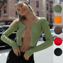 Load image into Gallery viewer, Y2K Fashion 2022 Spring Fall Corset Top Knit Bodycon Sexy Cardigan T-Shirt Long Sleeves  For Women&#39;s Clothing Tshirt Streetwear