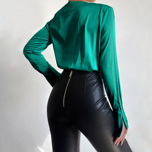 Y2K Fashion 2022 Spring Fall Elegant Black Long Sleeve Bodysuit Women Basic Tops Skinny Rompers High Rise Bodysuits Club Party