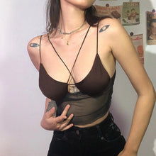 Load image into Gallery viewer, Y2k Patchwork Sexy Sling Transparent T Shirt Grunge Punk Gothic Sleeveless Slim Tops Street Style Women Camis 2022 Summer New