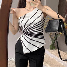 Load image into Gallery viewer, Y2k clothes 2022 summer Fashion Sleeveless Short women&#39;s tank top Temperament irregular lines shoulders Top female chic