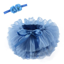Load image into Gallery viewer, baby girls tulle bloomers Infant newborn tutu diapers cover 2pcs short skirts and flower headband Baby party photograph clothes
