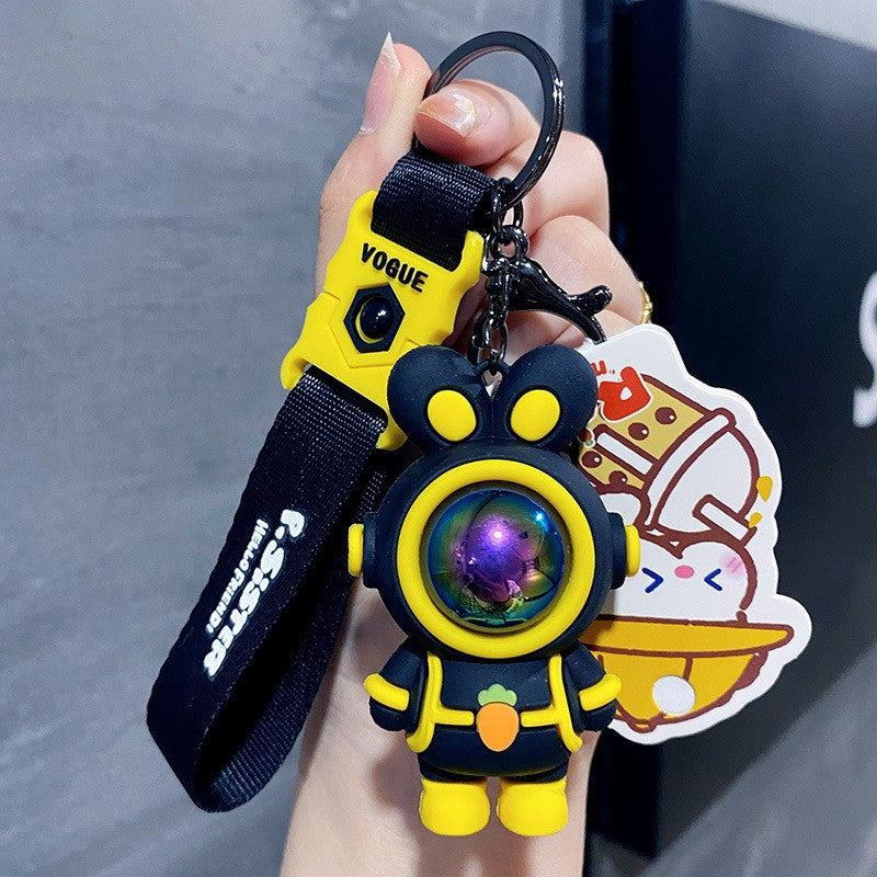 Cute Rabbit Keychain for Women – Cartoon Creative Space Bunny Car Pendant Key Ring Handbag Backpack Charms Girl Gift