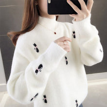 Load image into Gallery viewer, clothing female qiu dong languid is lazy wind half a turtleneck sweater 2021 new han edition loose embroidered jacket