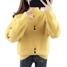 Load image into Gallery viewer, clothing female qiu dong languid is lazy wind half a turtleneck sweater 2021 new han edition loose embroidered jacket