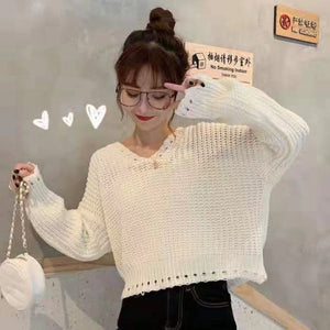 fall sweaters for women 2021 hot sale spring and autumn new fashion sexy v-neck loose top women Harajuku oversized sweater women