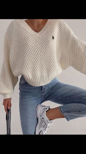 fall sweaters for women 2021 hot sale spring and autumn new fashion sexy v-neck loose top women Harajuku oversized sweater women