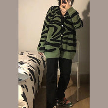 Load image into Gallery viewer, female tide Korean version of the ghost horse zebra pattern cardigan jacket autumn and winter all-match lazy sweater