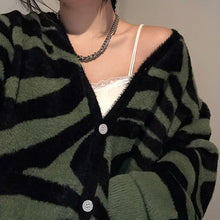 Load image into Gallery viewer, female tide Korean version of the ghost horse zebra pattern cardigan jacket autumn and winter all-match lazy sweater