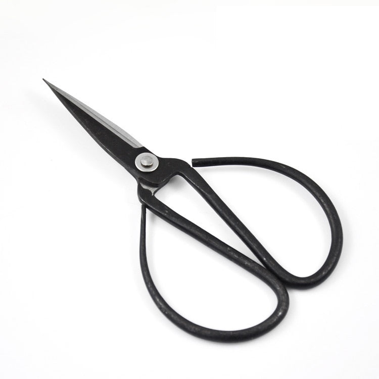 full carbon steel household bonsai scissors 148mm traditional vintage black coated trimming scissor silver rivet