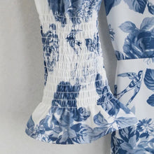 Load image into Gallery viewer, harajuku 2021 Summer women O Neck Slit Dresses Fashion Party Retro floral Vestidos half sleeve Boho vintage Printed Midi Dress