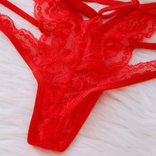 Load image into Gallery viewer, inspires sexual interest Sexy Lingerie Wireless Bra With Thong Underwear Pajamas Set For Women Red S-XL Sexy charm transparent