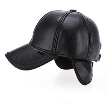 Load image into Gallery viewer, new High quality Faux Leather hat genuine winter leather hat baseball cap adjustable for men black hats