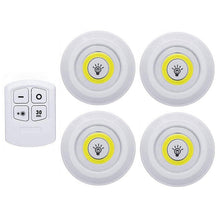 Load image into Gallery viewer, Battery Operated Dimmable LED Under Cabinet Light COB LED Puck Lights Closets Lights with Remote Control for Wardrobe Bathroom