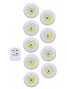 Battery Operated Dimmable LED Under Cabinet Light COB LED Puck Lights Closets Lights with Remote Control for Wardrobe Bathroom