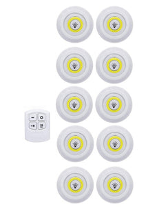 Battery Operated Dimmable LED Under Cabinet Light COB LED Puck Lights Closets Lights with Remote Control for Wardrobe Bathroom